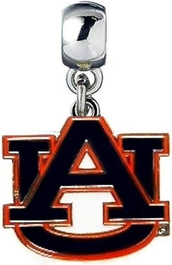 AU AUBURN UNIVERSITY TIGERS CHARM SLIDER PENDANT ADD TO YOUR NECKLACE, EUROPEAN BRACELET, JEWELRY BEADS DIY, ETC.