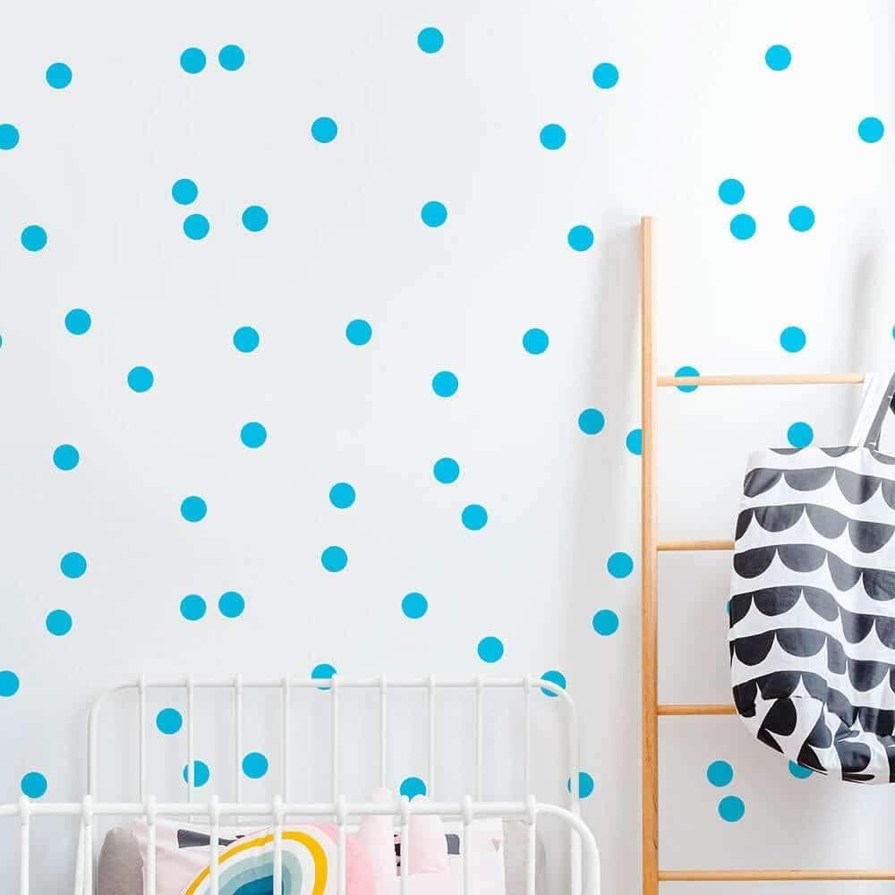 Light Blue Dot Stickers Wall Decal Dots, 2 Inch 100pcs (Matte Light Blue)