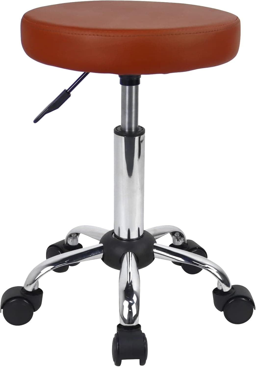 FURWOO Adjustable Salon Chair Small Rolling Stool with Wheels for Spa Salon Massage Home Office Brown