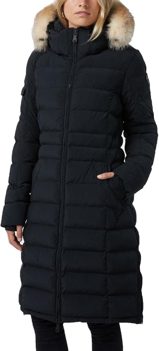 PAJAR Ventura Women’s Quilted Mid-Length Puffer Coat with Fur Trim Hood