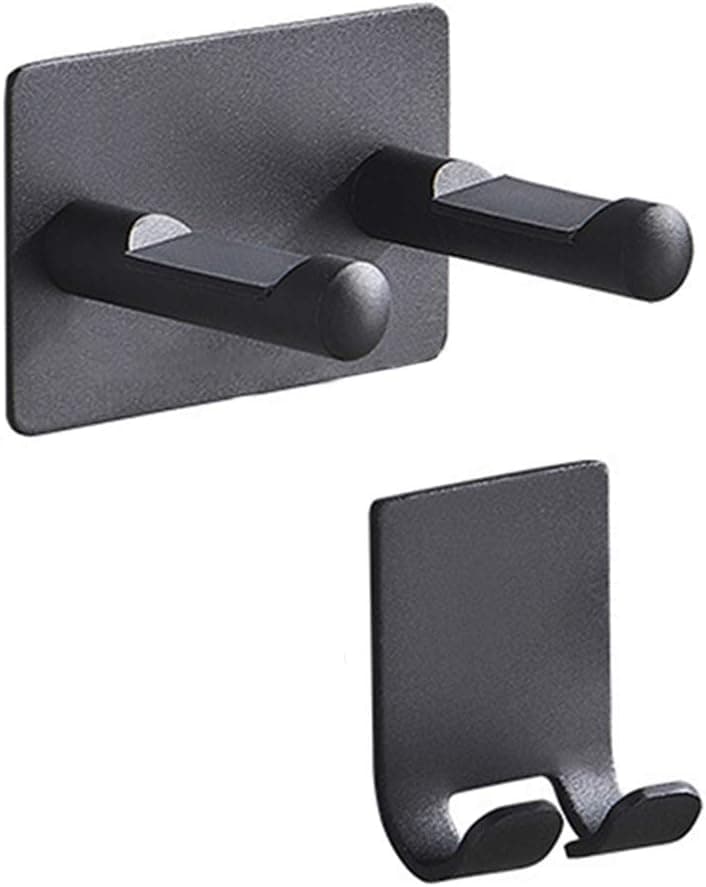 Gaweb Hair Dryer Rack, 2Pcs Punch-Free Wall Mounted Hair Dryer Storage Rack Aluminum Bracket for Dyson Black A