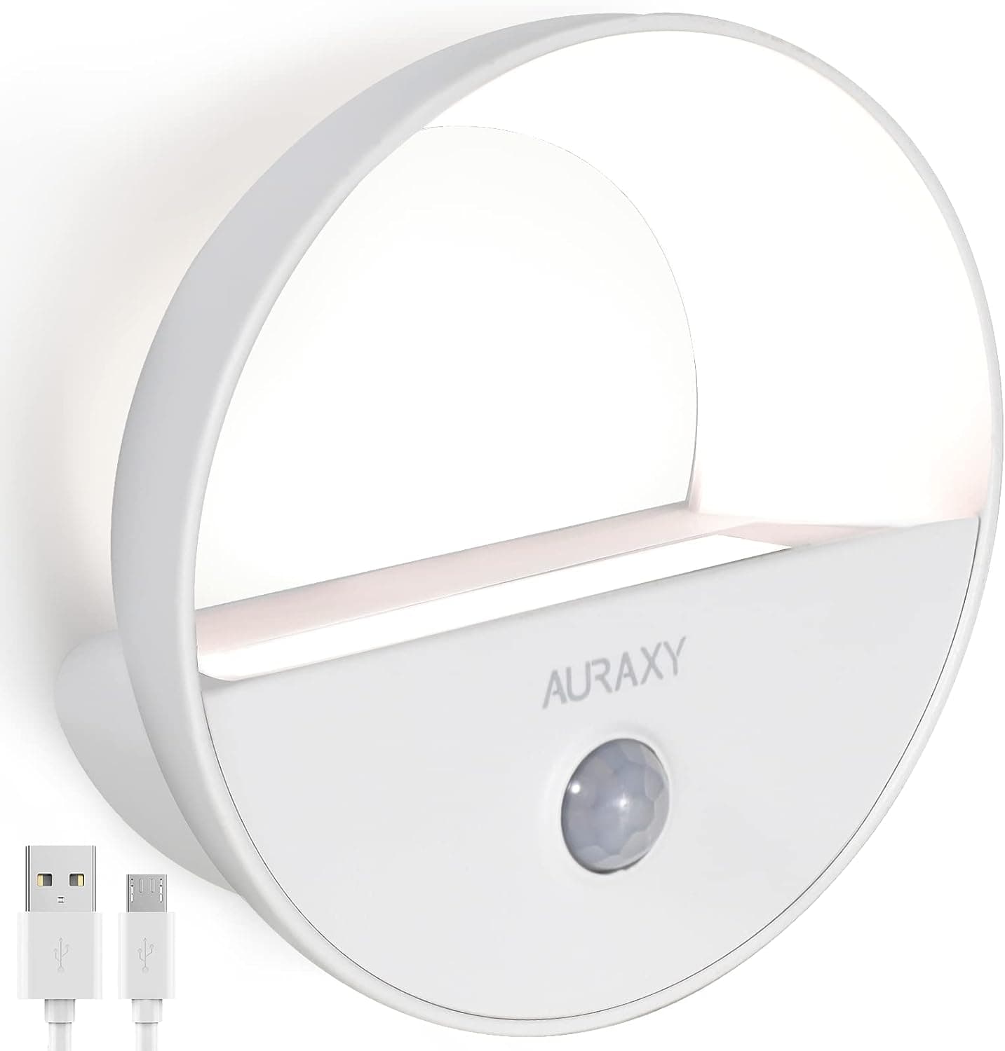 AURAXY Rechargeable Motion Sensor Night Light, Battery Night Lights LED Cool White Magnetic Stick-on Motion Sensored Hallway Light, with Dusk to Dawn Sensor for Stair, Wall, Bedroom, Bathroom(1 Pack)