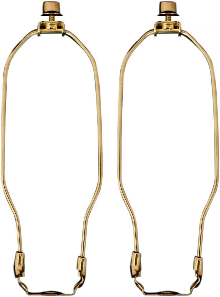 Royal Designs, Inc. Heavy Duty Harp for Lamp Shade Holder, 7 inch, Polished Brown Base, Set of 2
