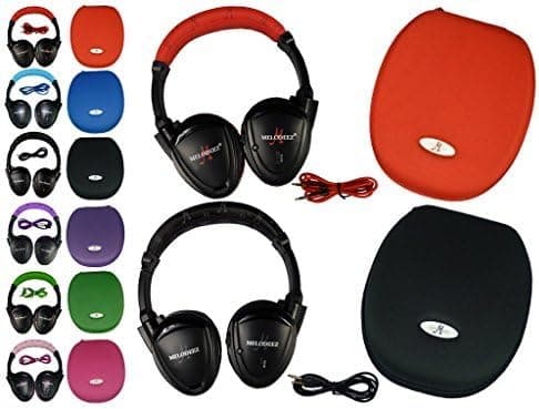 Two Wireless 2 Channel Fold Flat Infrared Rear Entertainment System DVD Player IR Headphones for in Car Listening with Case and 3.5mm Auxiliary Cord