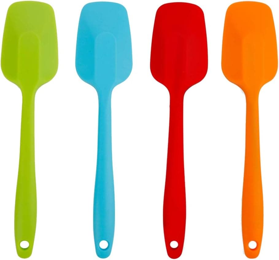 Delidge 4-Piece Silicone Spatula 11inch Large Rubber Heat-Resistant Baking Spatulas Baking Mixing Tool Non-Stick Flexible Seamless Spatulas with Stainless Steel Core