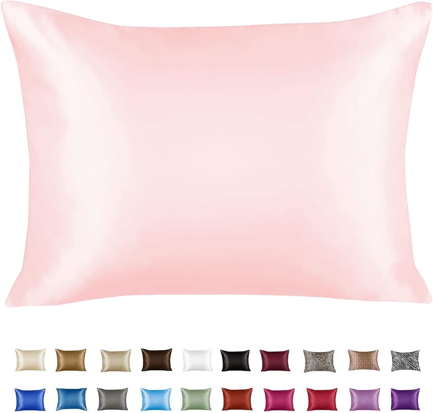 Luxury Satin Pillowcase for Hair – Queen Satin Pillowcase with Zipper, Pink (1 per Pack) – Blissford