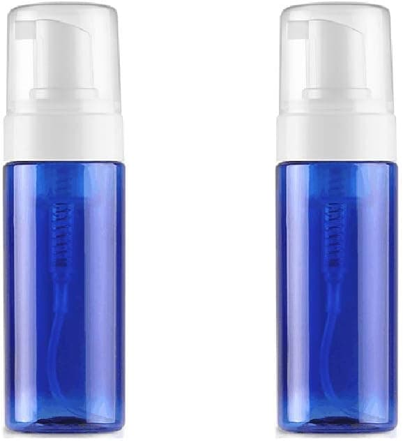 2PCS 100ML/3.3oz Empty BLue Plastic Mousses Bottles Liquid Foaming Containers Foam Dispenser Pump Bottles Jar Pot for Cosmetic Makeup Facial Cleanser Shampoo Shower Gel