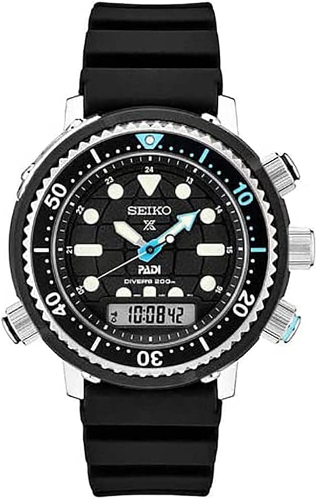 Seiko Men's Black Dial Silicone Band Solar Quartz Watch