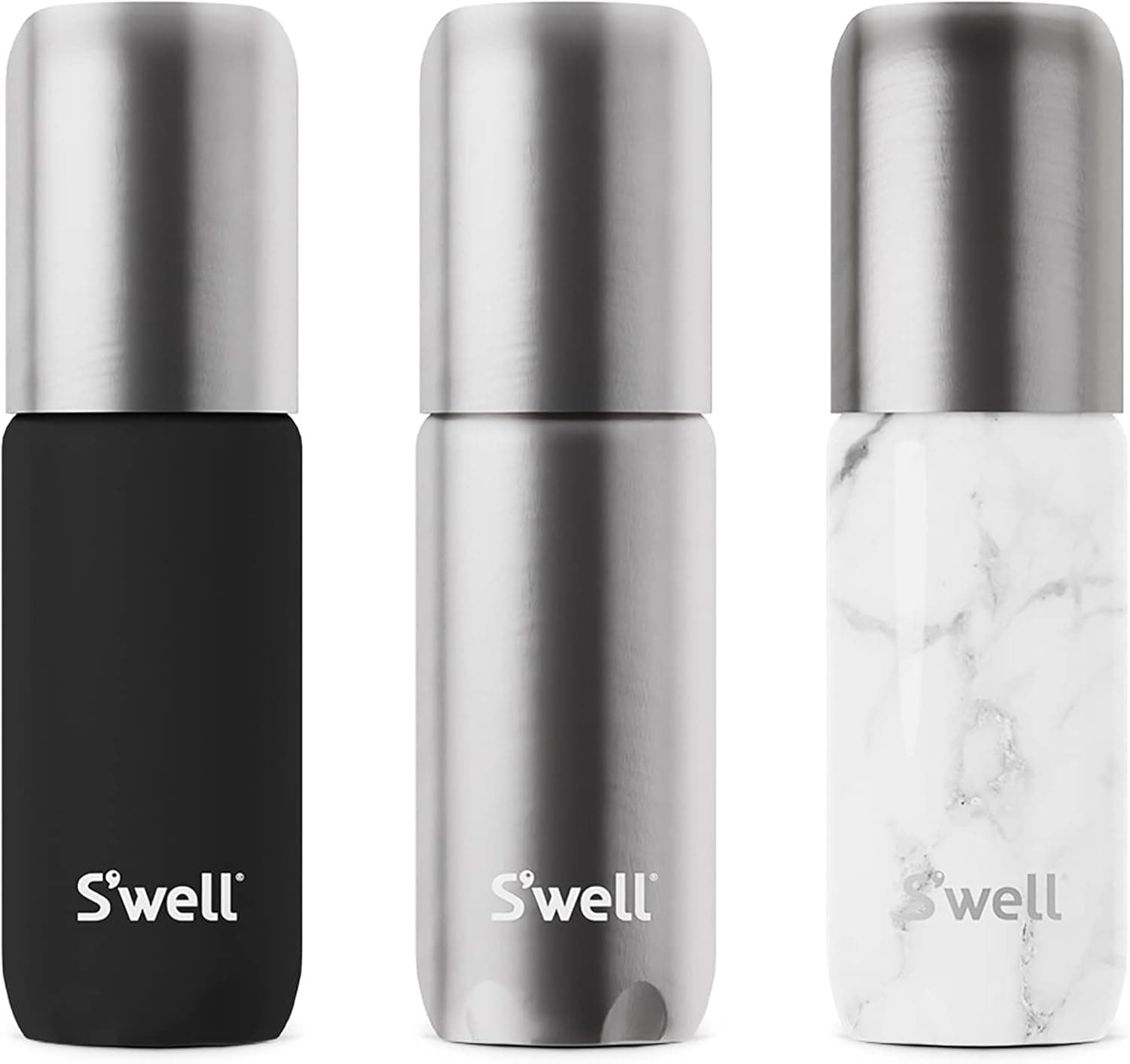 S'well 3.4oz Travel Bottle Set - Includes 3 Lightweight & Recyclable Aluminum Bottles - Leak-Proof Pumps Are Suitable for a Range of Liquid Soaps, Lotions, Sanitizers & More - TSA Carry-On Approved