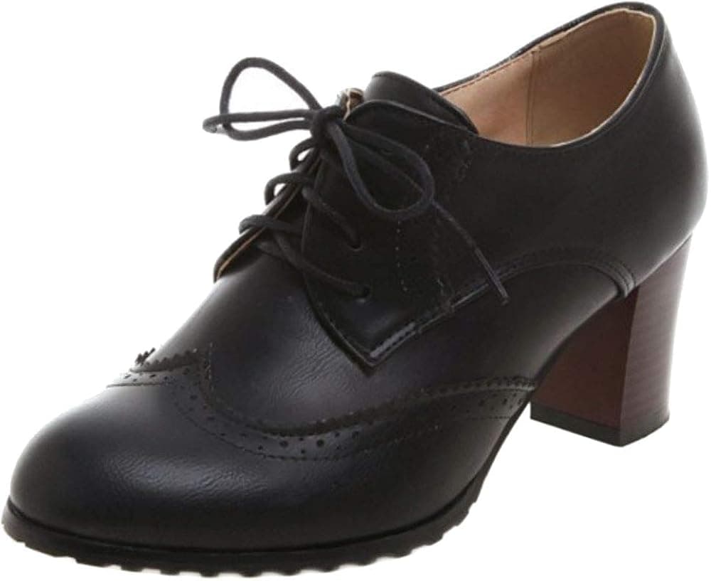 Slenderer Women Classic Block Mid Heels Oxford Shoes