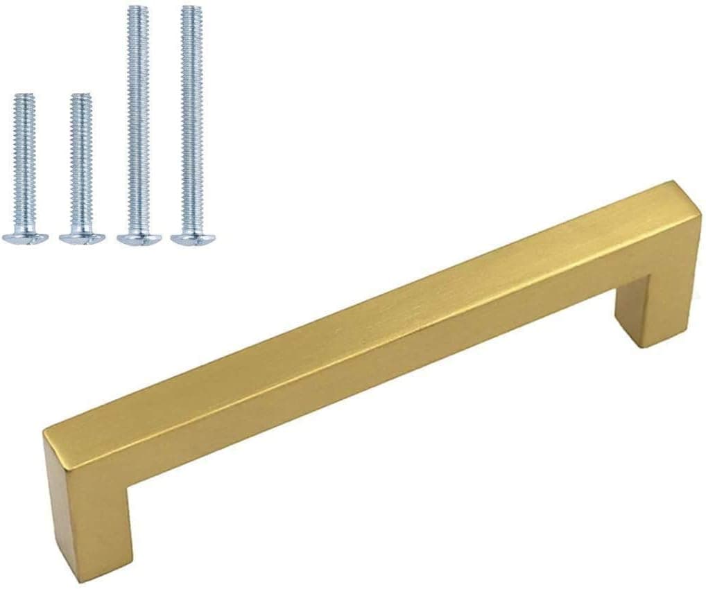 homdiy Cabinet Handles Brushed Brass Cabinet Pulls - HDJ12GD Kithcen Cabinet Hardware 6Pack 8-4/5in Hole Centers Drawer Pulls for Dresser Drawers