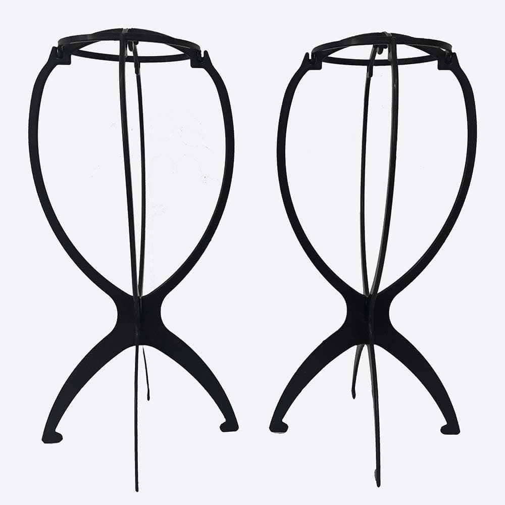 Wig Stand Holder-Yousigoo 2 pack Portable Durable Plastic Folding Wig Holder Hairpieces Display Tool Stable Wig Stand Dryer Durable Wig Holder, Travel Wig Stands, Black (Wig Stand Holder)