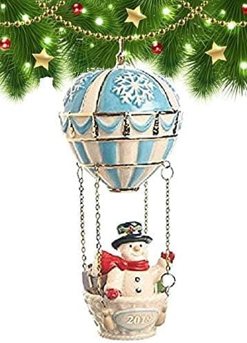 Lenox 2019 Holiday Snowman Hot Air Balloon Ride Ornament Ivory Porcelain 24 k Gold New In box
