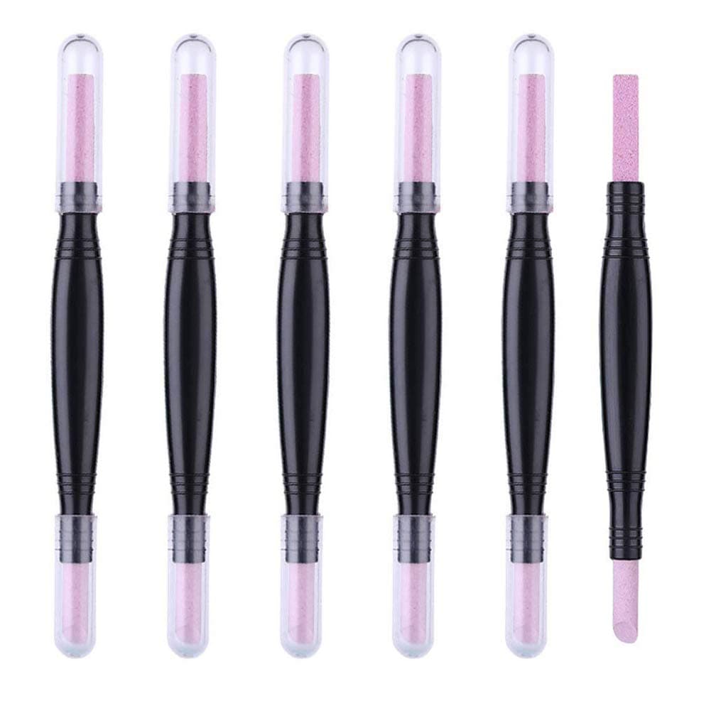 HEQUSigns 6 Pcs Pumice Stone Nail File Stone Cuticle Stick Pen Nail Cuticle Remover Pusher Trimmer Stick, Manicure Nail Care Tools