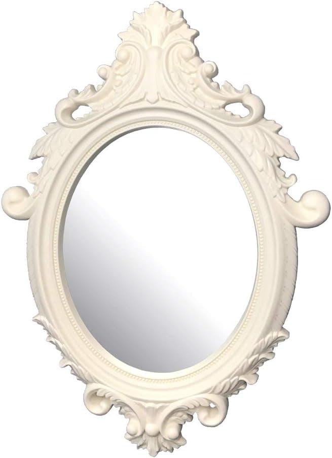 dwelling Company French Country Style Wall Decorative Mirror in Ivory Color in Apporx.15.7"x21.6"x1.37"Thk. for Hallway, Makeup, Bedrooms, Dressers, Bathroom, Kitchen, Country Decorations, Boho Style