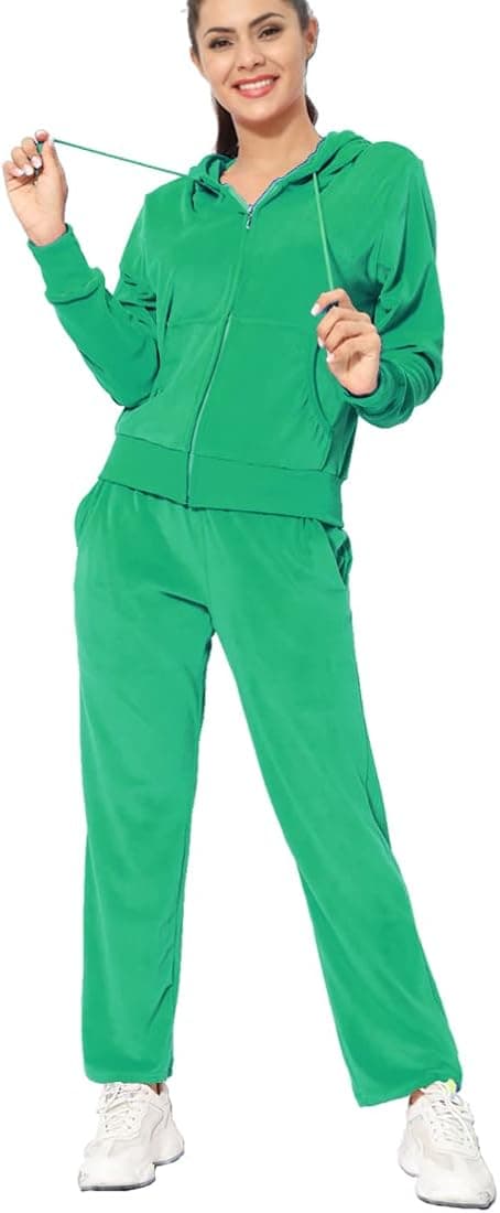Velour Tracksuit Womens 2 Pieces Joggers Loungewear Outfits for Women Jogging Sweatsuits Set Soft Sport Sweat Suits Pant