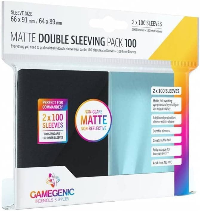 Prime Matte Double Sleeving Pack 100 | Card Sleeving Pack Includes 100 Prime Sleeves & 100 Inner Sleeves | Double-Sleeved Card Protection | Protects up to 100 Standard Gaming Cards | Made by Gamegenic
