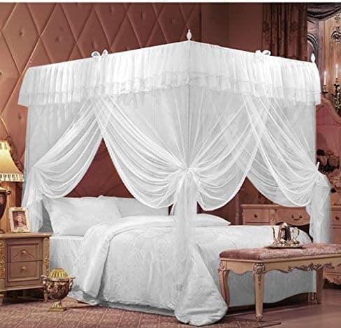 IFELES 4 Corners Bedding Curtain Canopy Netting Twin Full Queen King (Full/Queen)