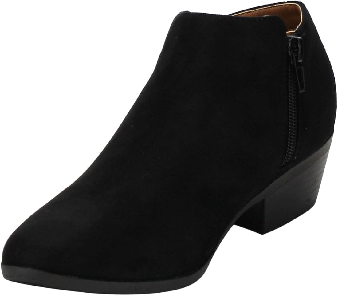 Bella Marie Bradee-07 Women's Side Zip Stacked Block Heel Ankle Booties