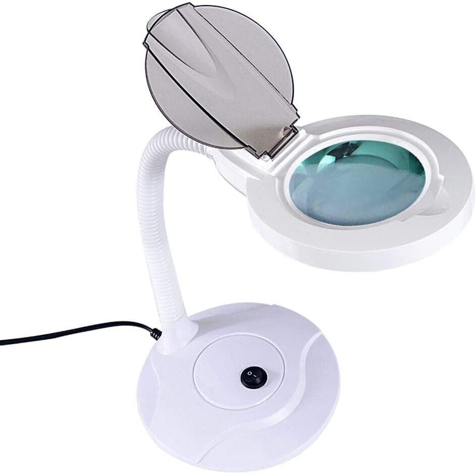 LED Magnifying Lamp, Alisr 3X Daylight Super Bright Magnifying Glass with Light, Adjustable Gooseneck Magnifier Desk Lamp for Reading, Close Work, Crafts, Task, Miniature Engraving (White)