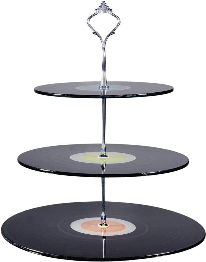Beautiful 3-tiered Glass Serving Trays 13.5" High, Fruits, Cakes & Desserts 3 Tiered Plates Server, Party Centerpiece