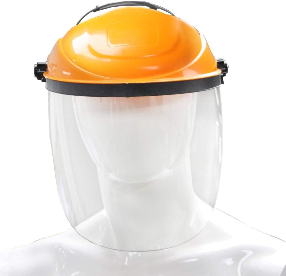 Snapcups Clear Safety Face Shield Visor with Helmet - Easily Adjustable and Perfect for Welding and Grinding, Orange