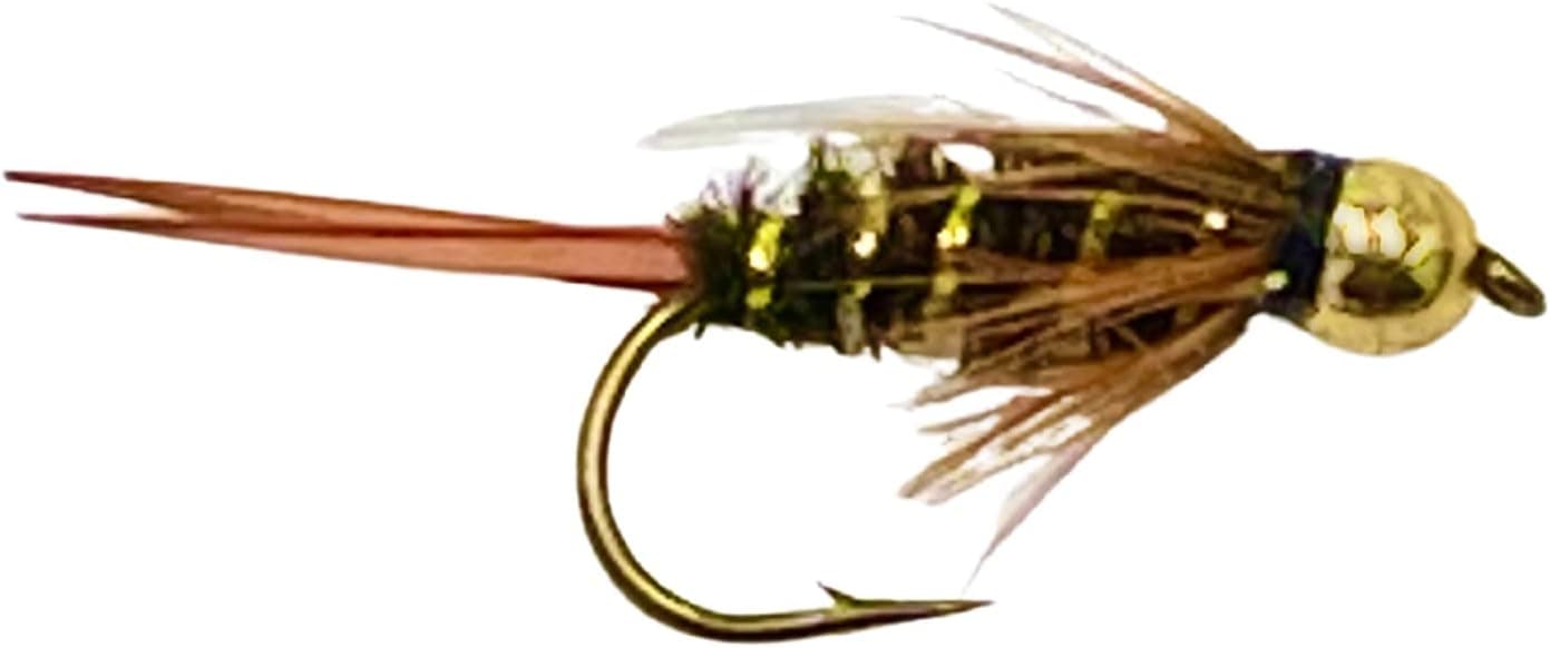 Feeder Creek Prince Bead Head Nymph Fly Assortment, One Dozen Fly Fishing Wet Flies for Trout Bass Steelhead Panfish and More, 7 Hand Tied Sizes 8 Through 20 - All Season Pattern