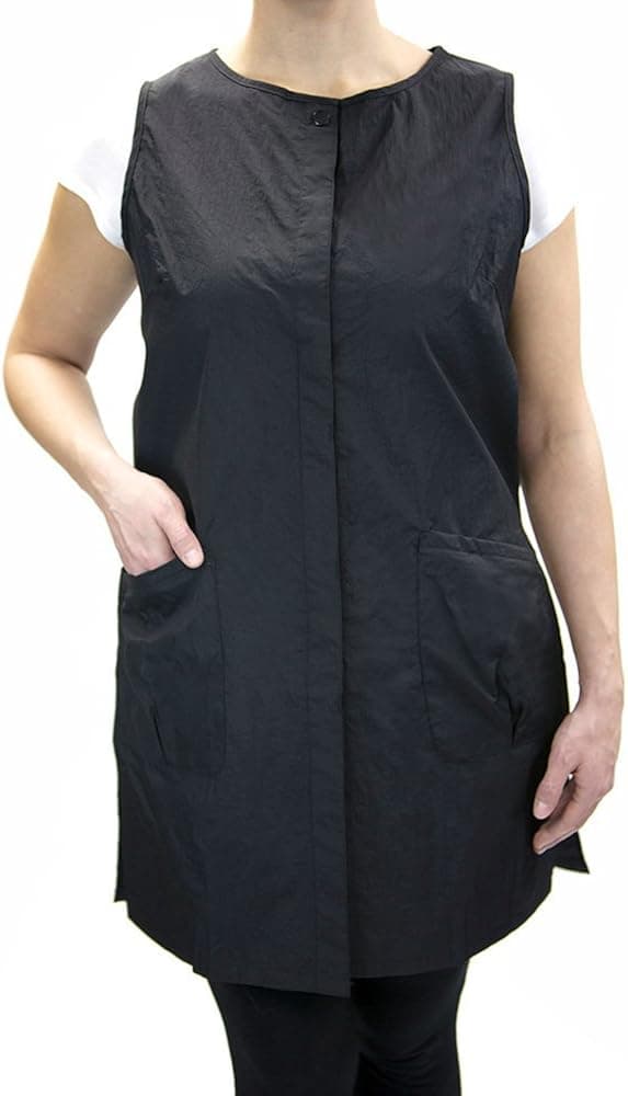 CHARLENE Long Snap Stylist Vest Barber Salon Wear with Custom Name Embroidery