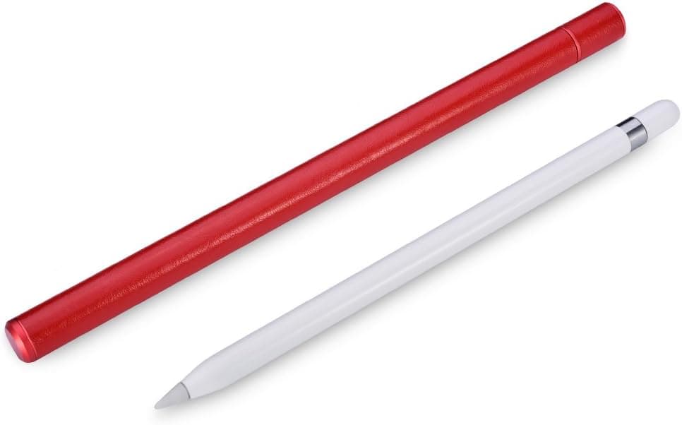 Apple Pencil Case Holder, ICARER Premium Leather Slim Portable Protective Carrying Bag Sleeve Pouch Cover for Apple iPad Pro Pencil (Red)