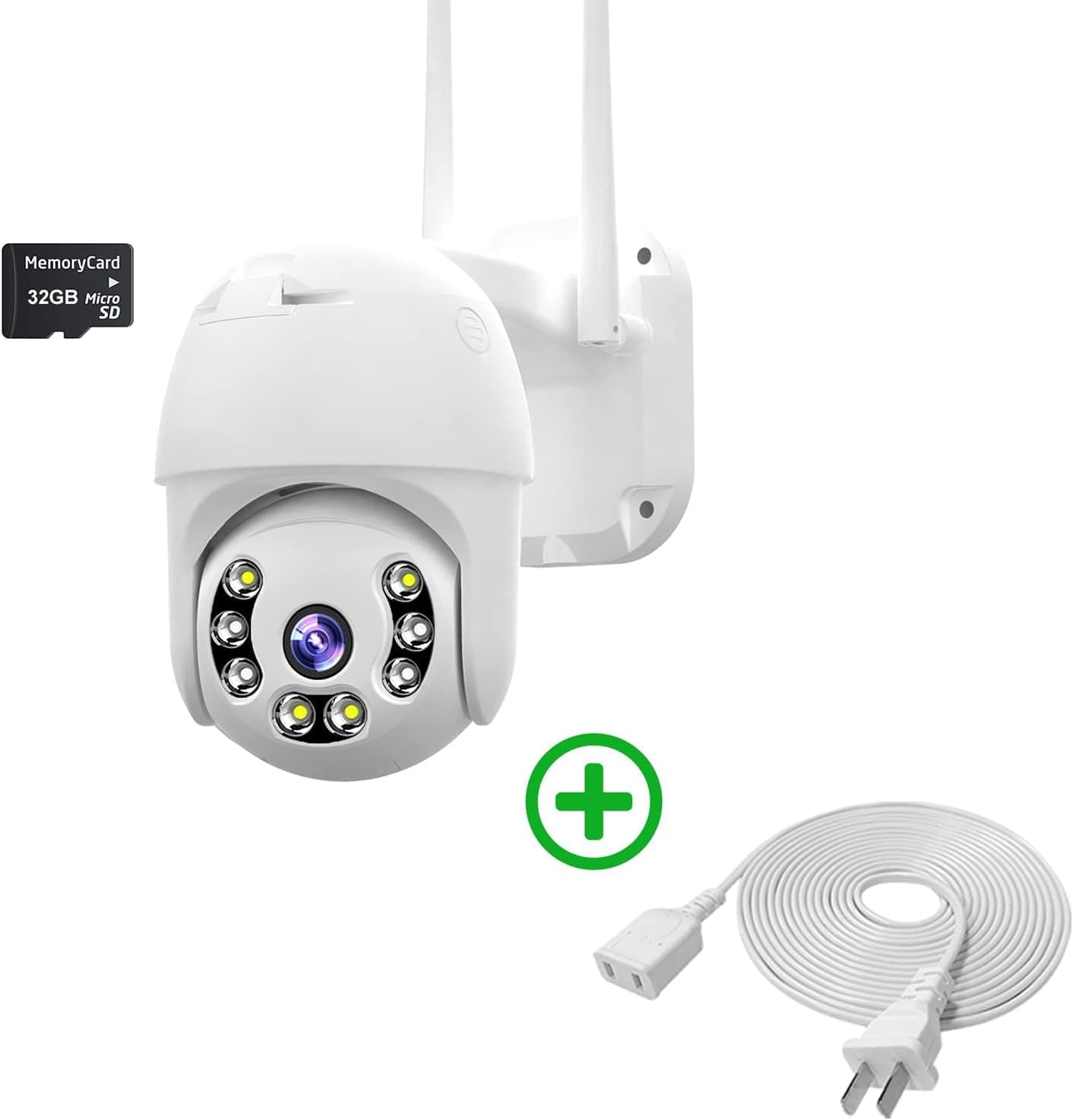 Borntechsz 3MP 2K WiFi IP Camera + Power Extension Cable 15FT(4.5M)