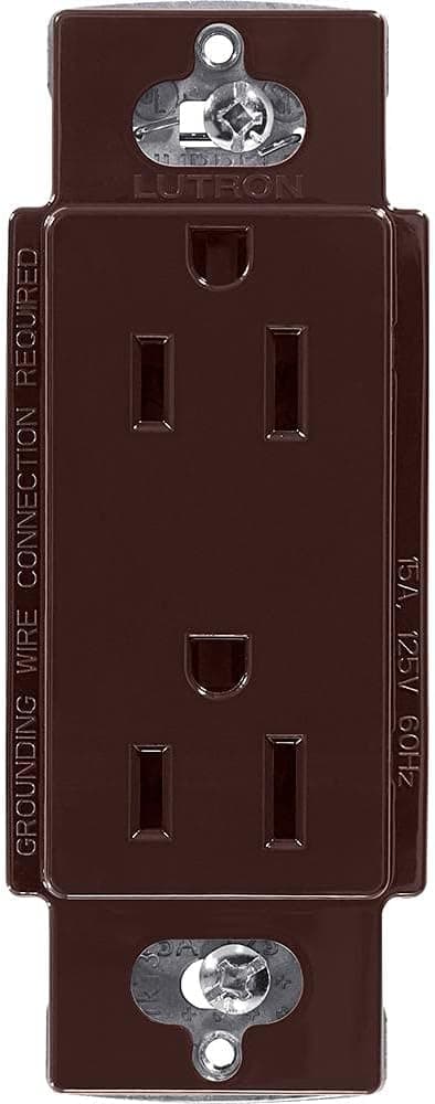 Lutron Claro 15 Amp Duplex Outlet, CAR-15-BR, Brown