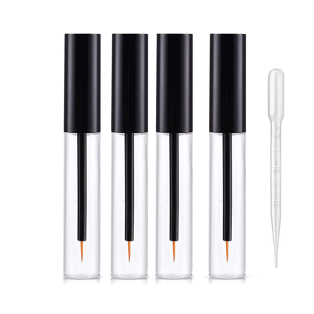 4 Pcs 10ml Empty Eyeliner Tubes Refillable Plastic Cosmetic with Black Cap Portable DIY Eyeliner Container for Home and Travel, DIY Makeup Tool
