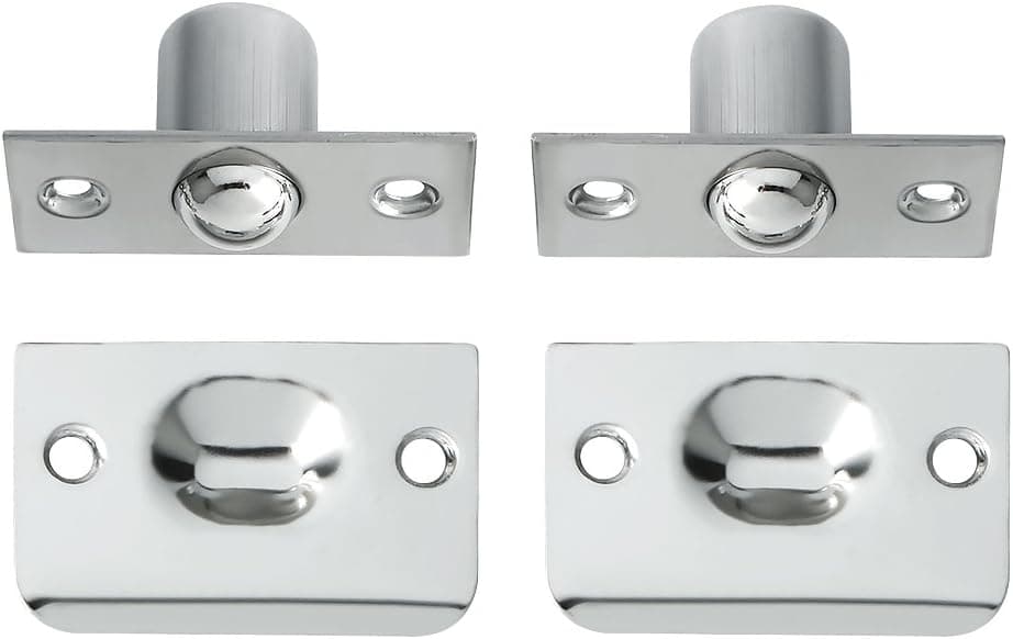 Alise PZ001-2P Drive-in Closet Door Ball Catch,with Strike Plate,2 Pcs Stainless Steel Finish