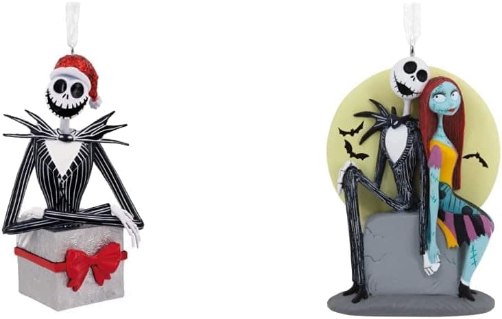 Hallmark Disney Tim Burton's The Nightmare Before Christmas Jack and Sally on Tombstone Christmas Ornament & Disney Tim Burton's The Nightmare Before Christmas Jack Skellington