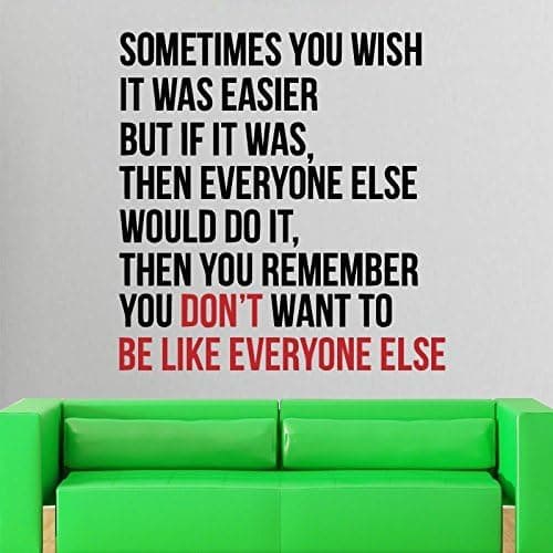 Home or Gym Motivational Wall Decal Quote Black-red