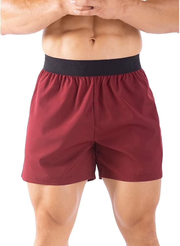 Gerlobal Men's 6" Running Workout Shorts Lightweight Quick Dry Athletic Shorts for Men with Pockets Wine Red,Medium