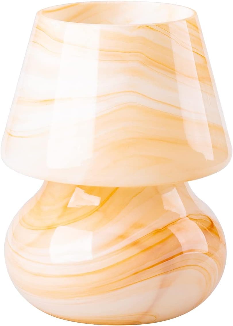 COOSA Mushroom Bedside Table Lamp,Glass LED Bedside Night Lamps, Small Nightstand Desk lamp for Home Decor, Study, Living, Bedroom, Gift,Bulb Included