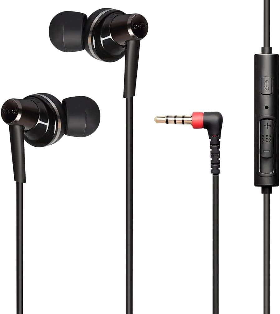 GranVela Noise Isolating Earbuds Crystal Clear Sound HD 12.5mm Dynamic Driver in-Ear Stereo Earphones with Mic and Remote for iPhone and iPad-Black