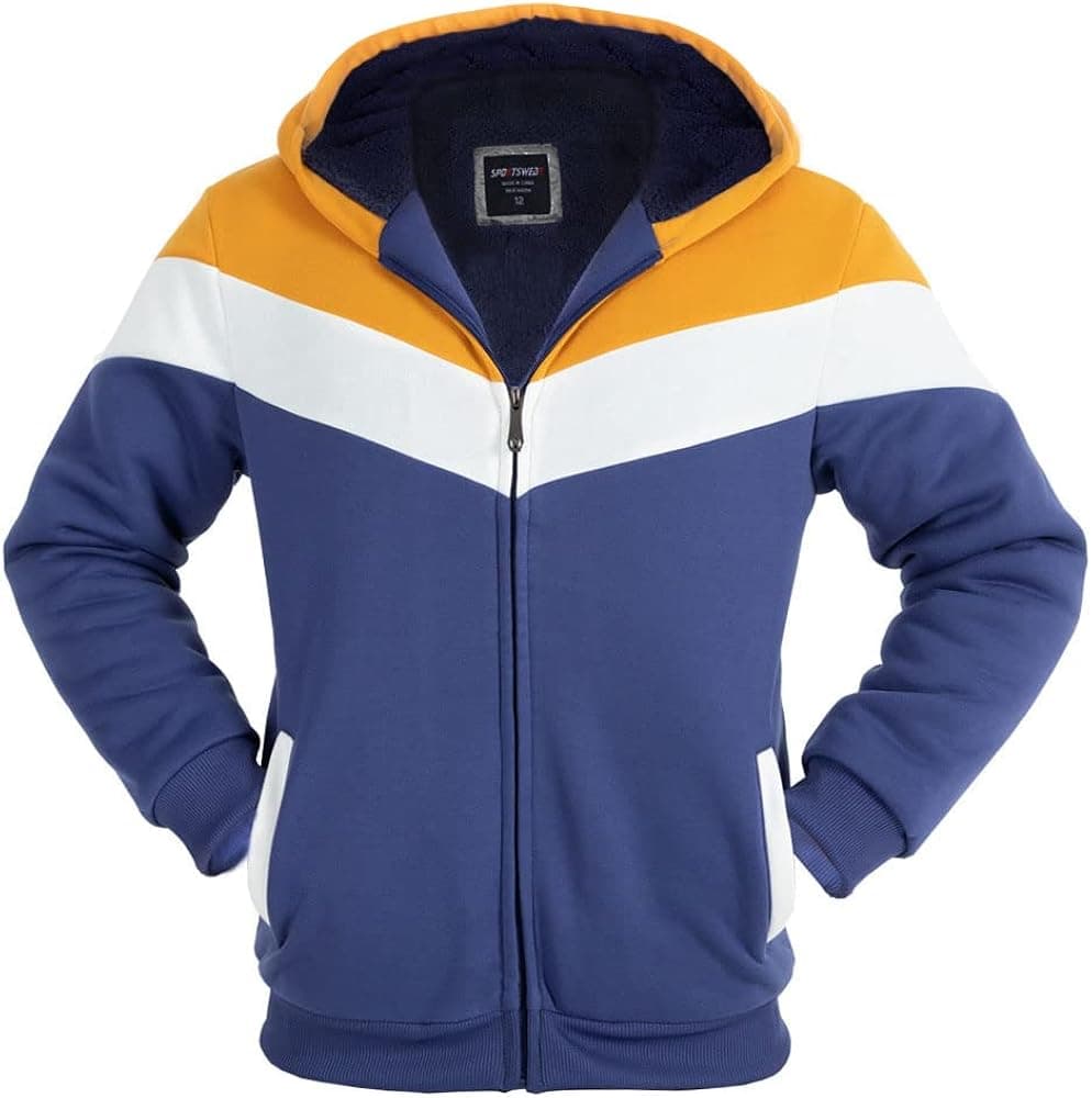 Facitisu Boys Fleece Hoodies Youth Sherpa Lined Full Zip Hooded Jacket Child Athletic Winter Warm Sweatshirts