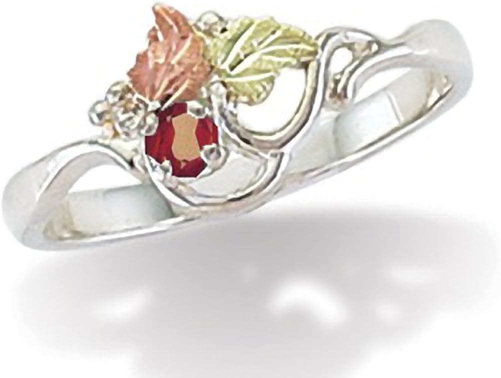 Sterling Silver 3 MM Round Synthetic Garnet Black Hills January Birthstone Ring