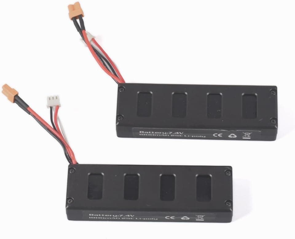 YouCute 2pcs 7.4V 1800mAh Battery for Bugs 3 Mjx B3 Force1 F100,Contixo F17 RC quadcopter drone spare parts (2PCS 1800mAh batteries)