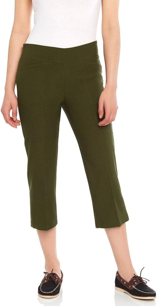 Leveret Women's Pants Pull on Comfort Fit Dress Capri Pants (Size 4-18)