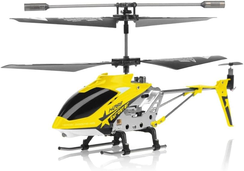Hero RC H288 Gyro Star RC Remote Control 3 channel Metal Micro Helicopter Genuine and Manufactured by Syma S107/S107G OEM w/ bonus blades, balance bar, connect buckle, tail blade & tail decoration (Yellow)