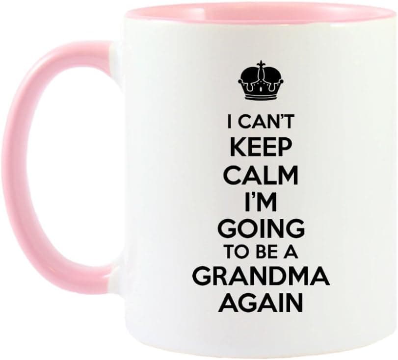 Mama Birdie I Can't Keep Calm I'm Going To Be A Grandma Again Coffee Cup/Tea Mug (White/Pink)