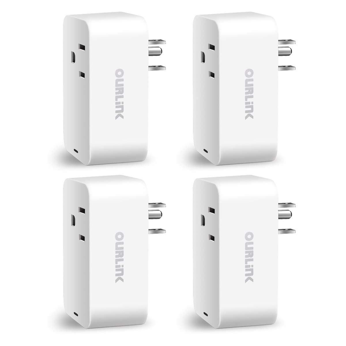OURLINK Smart Plug 4 Pack, WiFi Enabled Mini Smart Switch, Work with Amazon Alexa & Google Assistant, No Hub Required, Remote Control Your Devices from Anywhere, 4PK