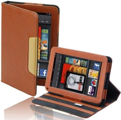 splash SIGNATURE Folio Leather Case Cover Fits the Amazon Kindle FIRE Tablet with Stand (BROWN)