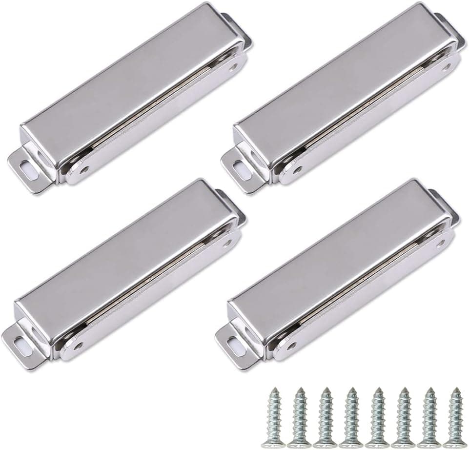 Door Magnetic Catch Drawer Lock with 90lb Strong Magnetic for Kitchen Wardrobe Door (4Pack, Silver)