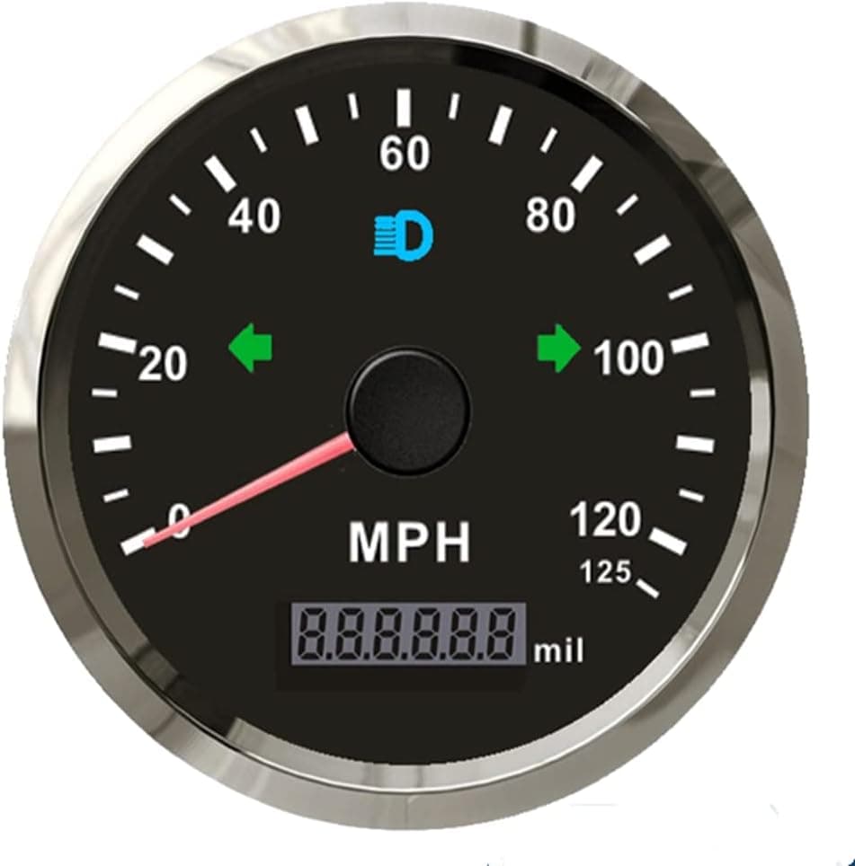 ELING Auto Speed Gauge Kit MPH GPS Speedometer Odometer 125MPH Mileage Adjustable Overspeed Alarm for Boat Car Truck Motorcycle 85MM 12V 24V