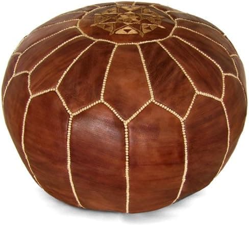 IKRAM DESIGN Moroccan Pouf, Brown, 20-Inch by 13-Inch