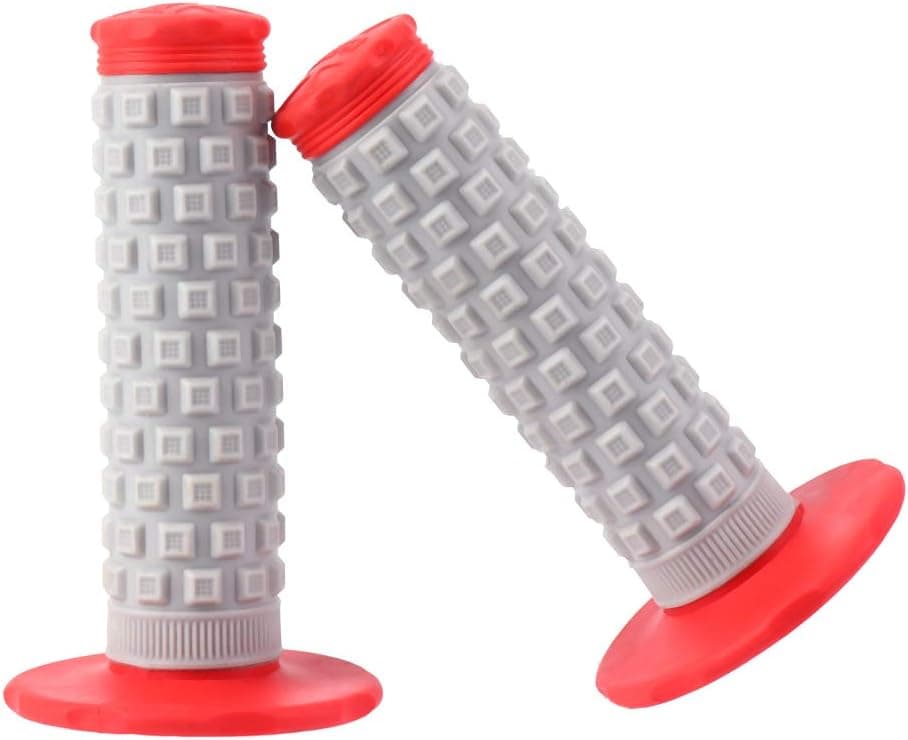 Universal 7/8" 22mm Motorcycle Handlebar Rubber Motocross Hand Grips Covers Compatible for Dirt Bike Yamaha Honda Kawasaki Suzuki KTM Red